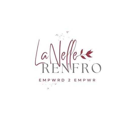 Logo with stylized text 'La Nelle Renfro' and a small leaf graphic, with additional text below, on a white background.